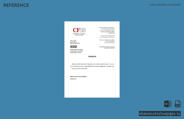 USA CFSB-Schließungsreferenzbeispiel Vorschau
